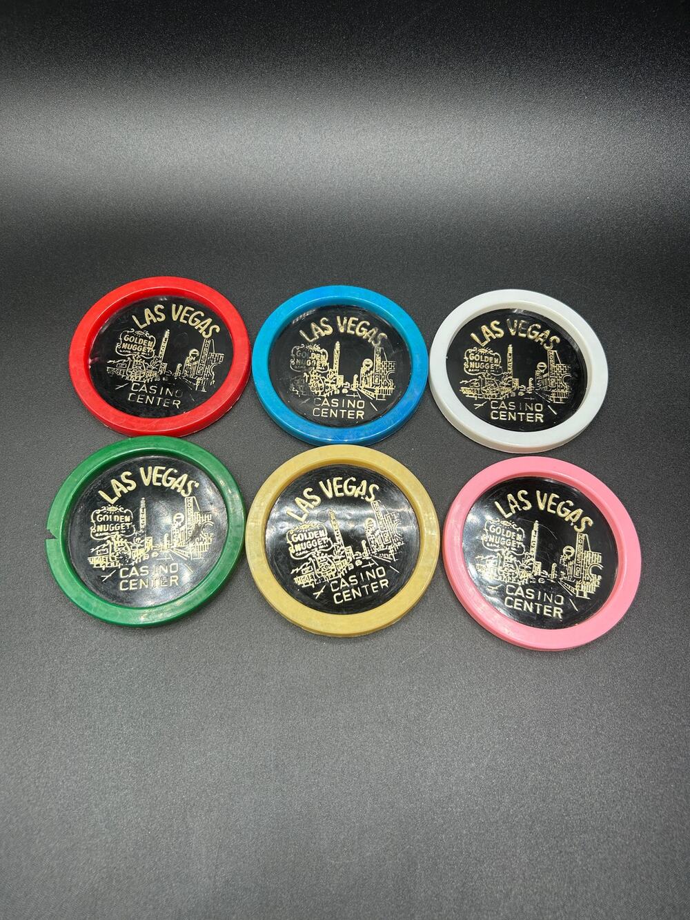 Vintage Las Vegas Golden Nugget coasters Plastic in Holder